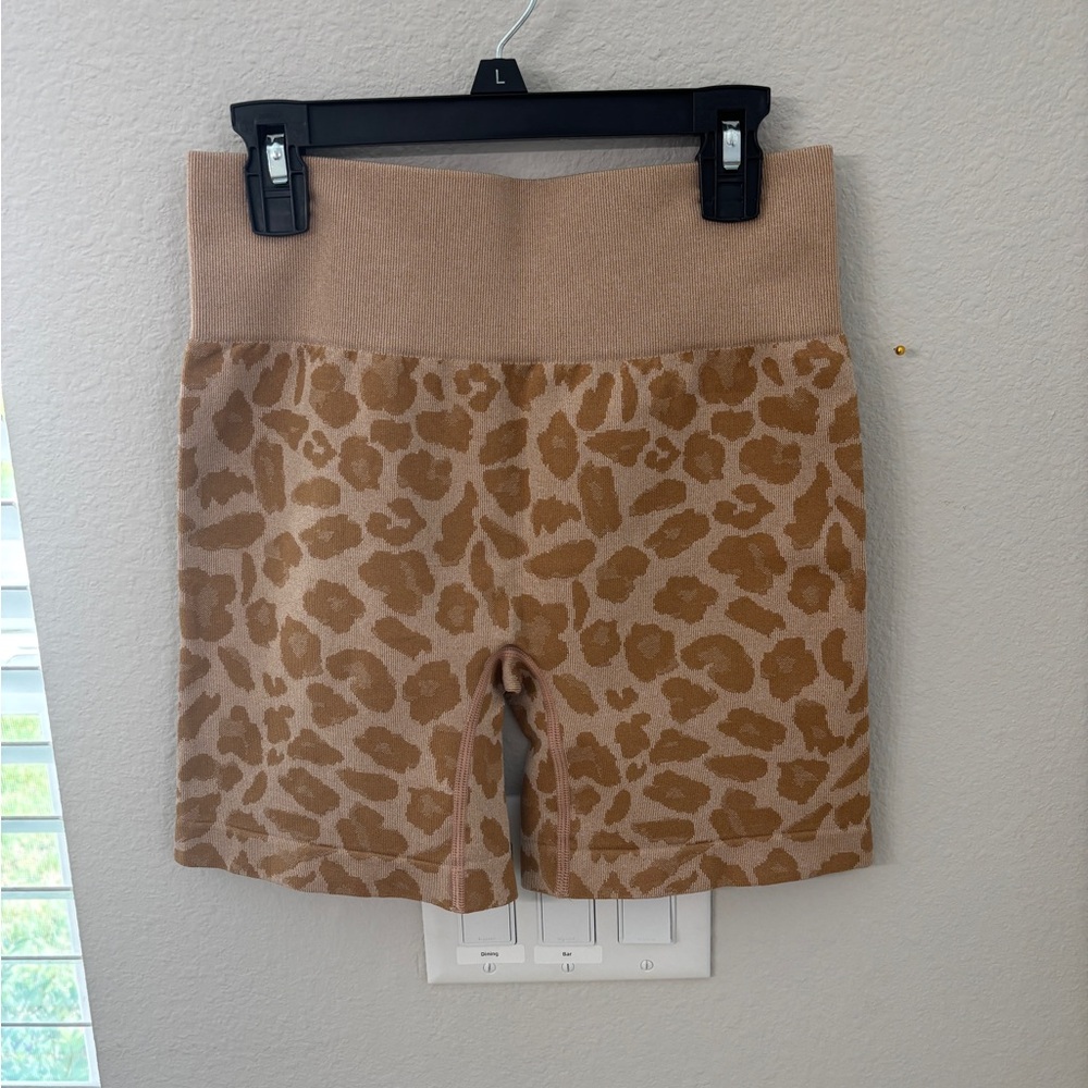 Marshalls Tan Leopard Print Bike Shorts